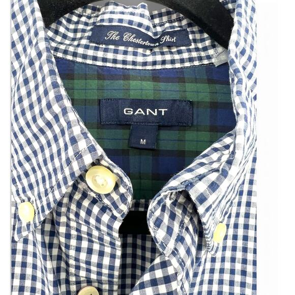 GANT M Checkerboard Shirt Button Down Up Gingham Comme des Garçons Mens Blue - Picture 6 of 7